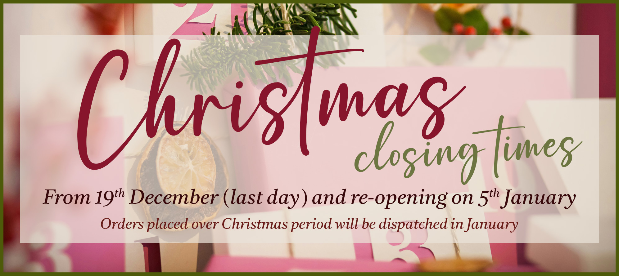 Christmas Opening Times
